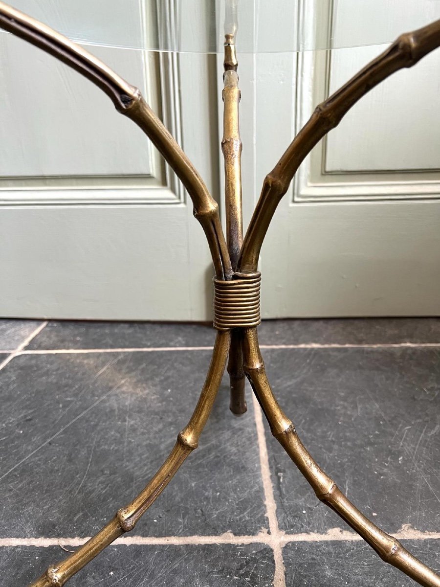 Guéridon Faux Bamboo Maison Baguès En Bronze-photo-4