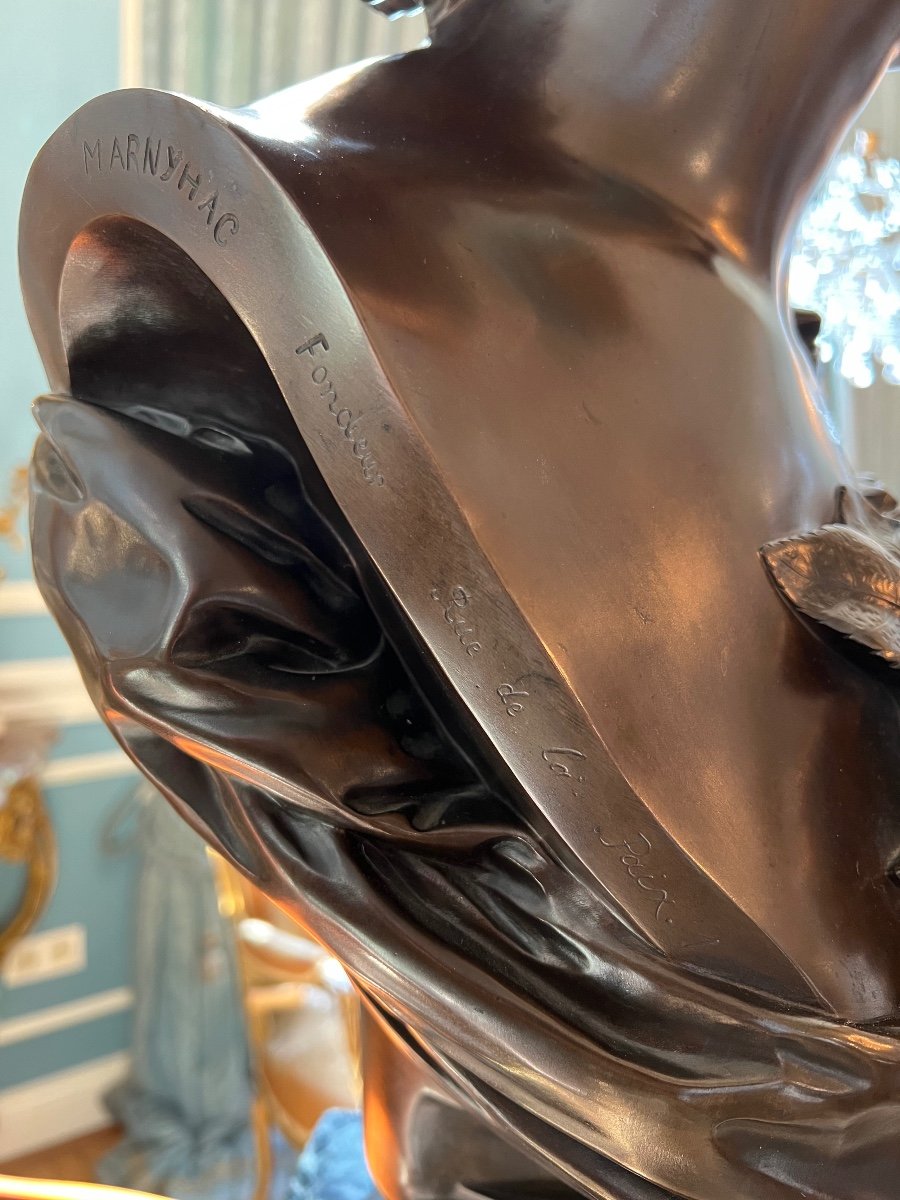 Auguste Clésinger, Large Bronze Bust " La Dame Aux Roses " -photo-1