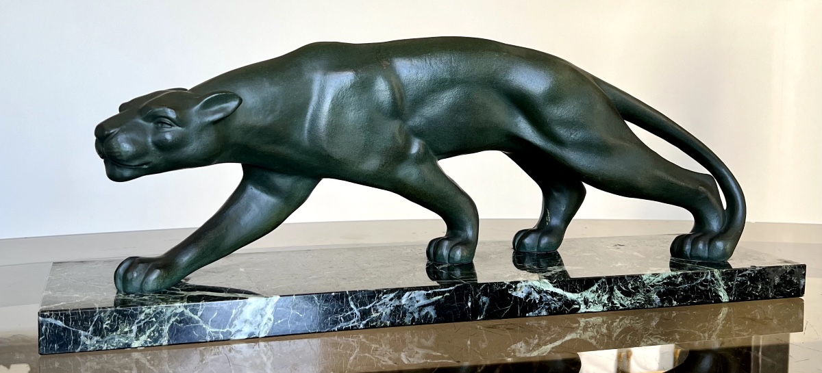 «secondo», Art Deco Bronze Sculpture Of A Panther