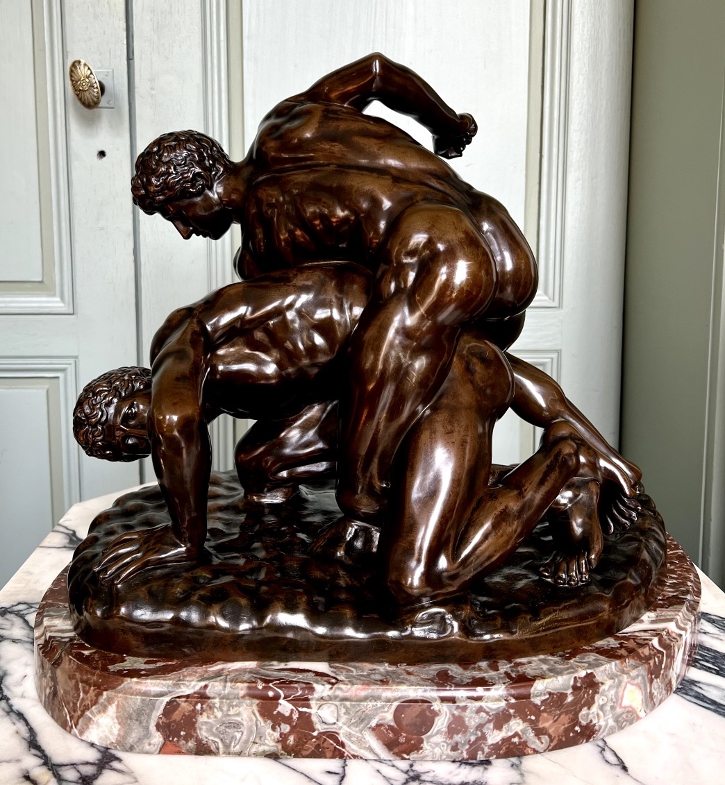 The Wrestlers, Bronze After The Antique, Collas Reduction Stamp, 19th Century