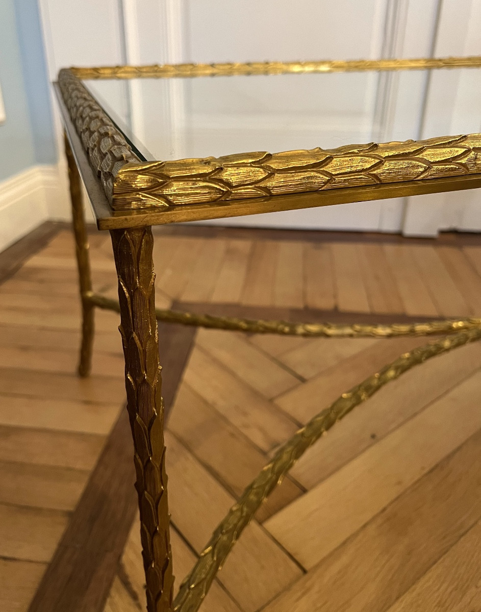 Maison Charles, Table basse en bronze doré, Modèle “Palmier”  -photo-3