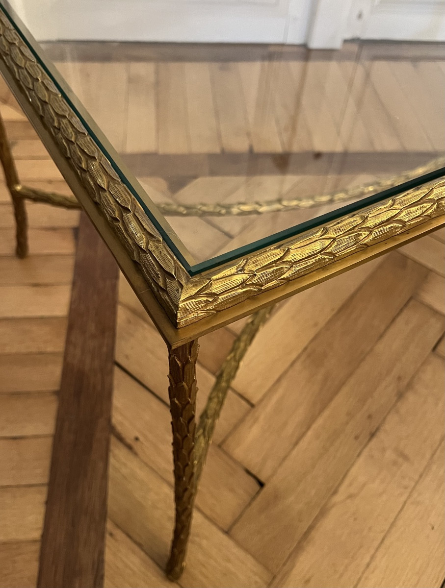 Maison Charles, Table basse en bronze doré, Modèle “Palmier”  -photo-4