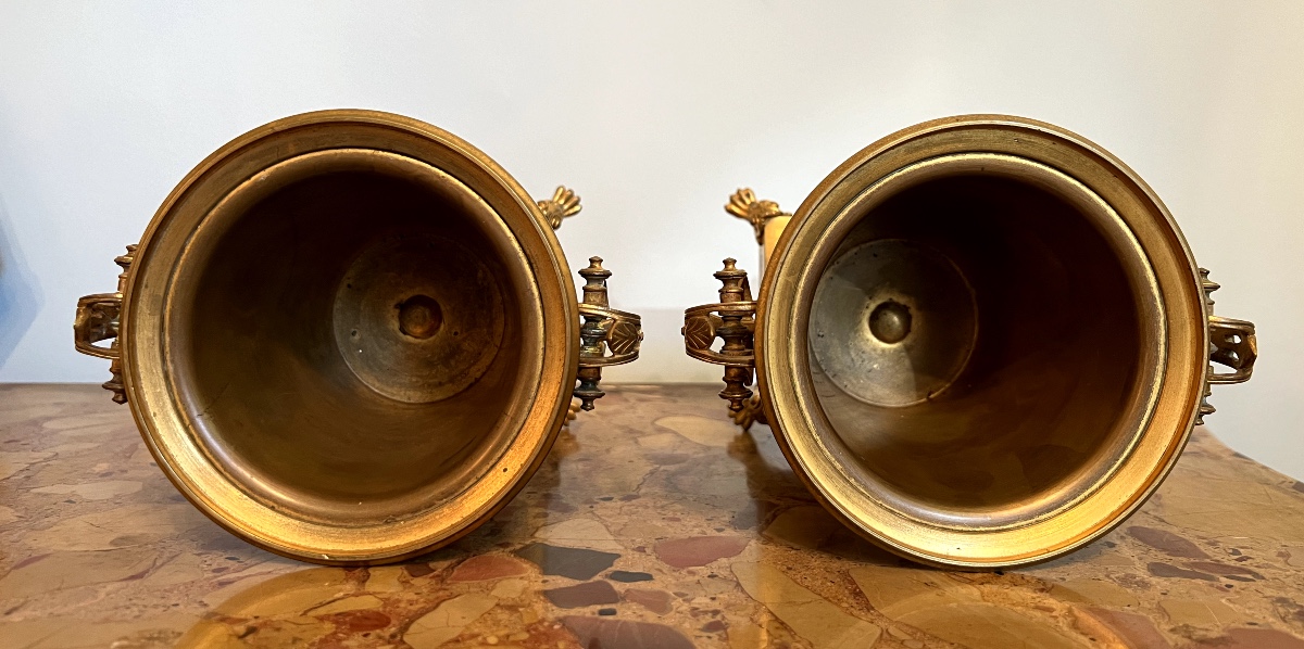 Pair Of Orientalist Gilt Bronze And Cloisonné Jardinieres – Attributed To Sevin & Barbedienne-photo-3