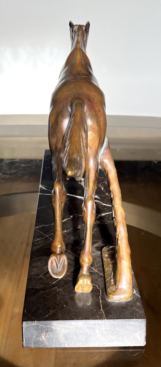 Max Le Verrier, Art Deco Bronze Of A Galloping Horse, Ca. 1925-photo-3