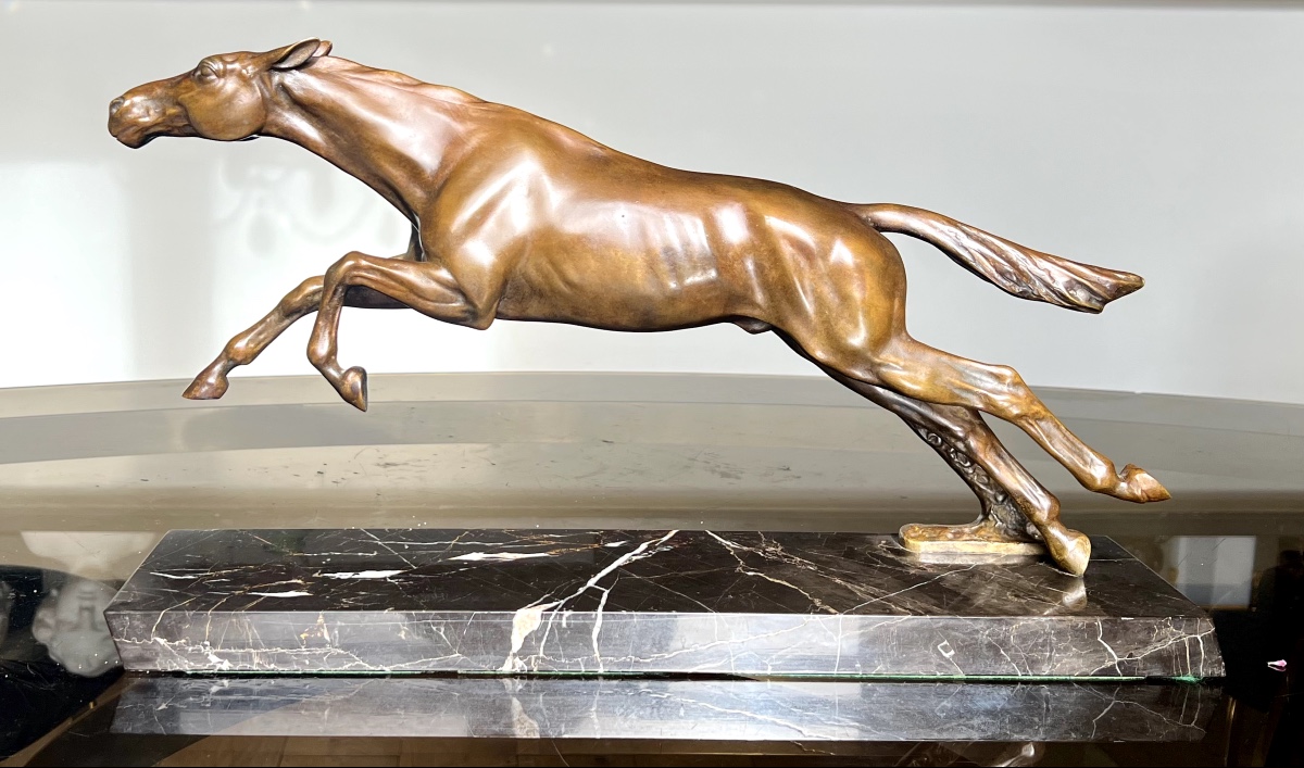 Max Le Verrier, Art Deco Bronze Of A Galloping Horse, Ca. 1925