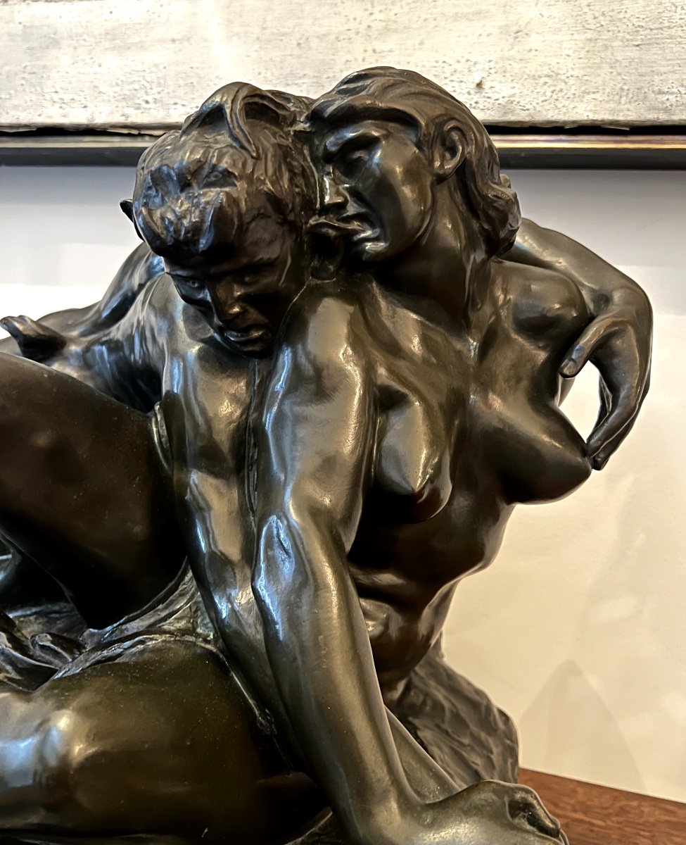 Jef Lambeaux, Le Faune Mordue, Large Mythological Bronze-photo-3