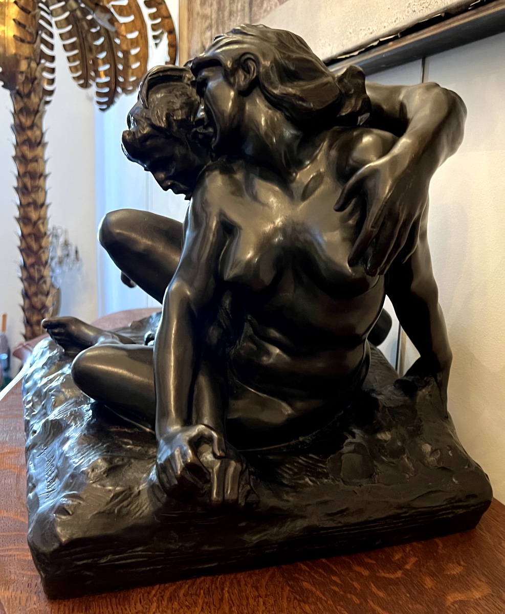 Jef Lambeaux, Le Faune Mordue, Large Mythological Bronze-photo-4