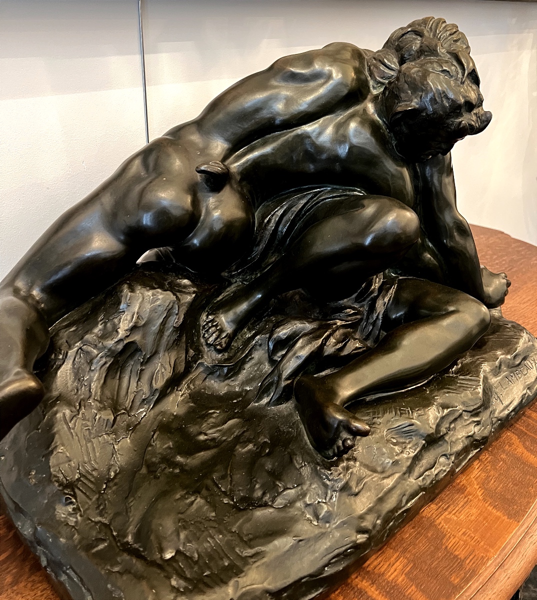 Jef Lambeaux, Le Faune Mordue, Large Mythological Bronze-photo-2