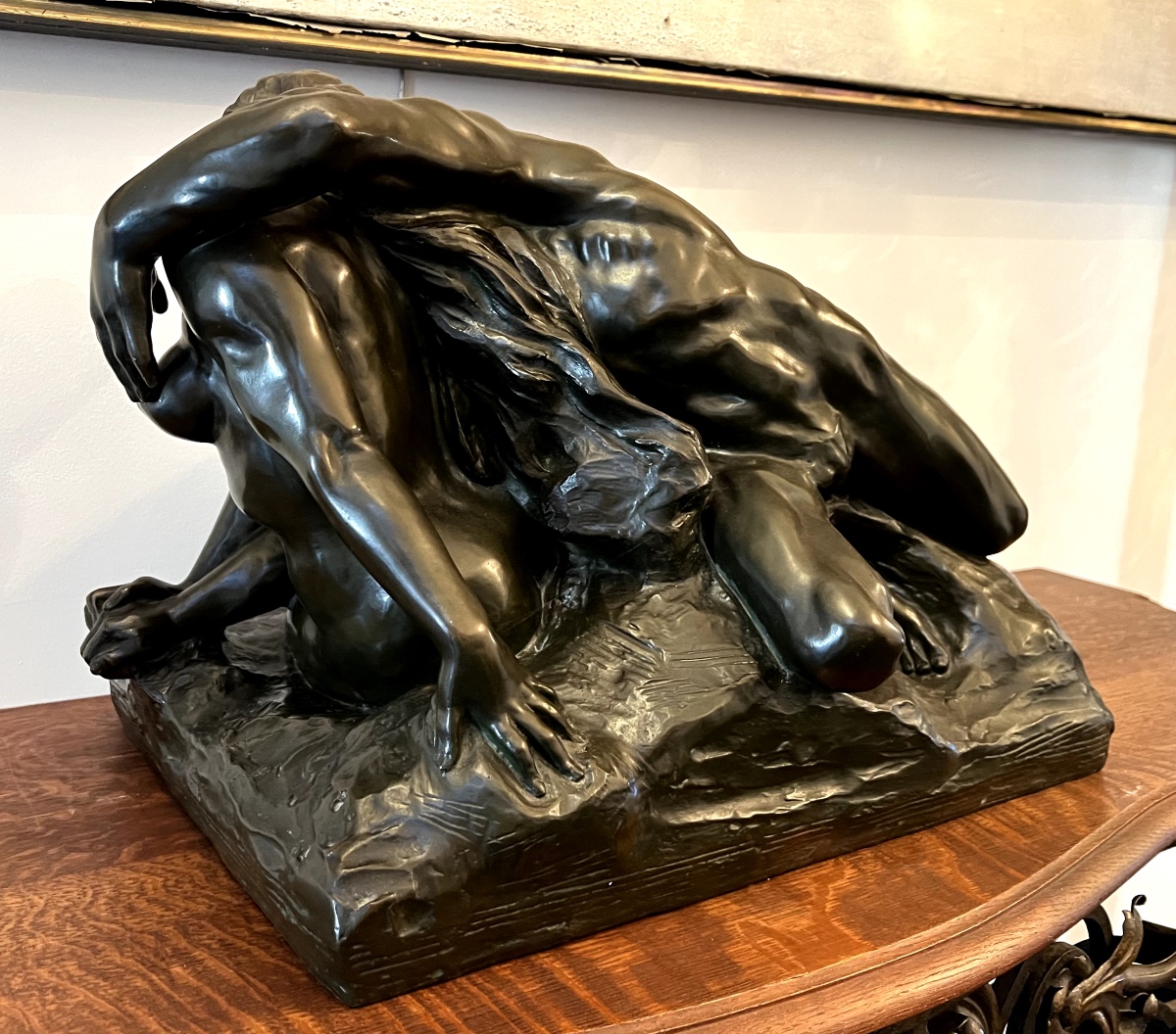 Jef Lambeaux, Le Faune Mordue, Large Mythological Bronze-photo-4