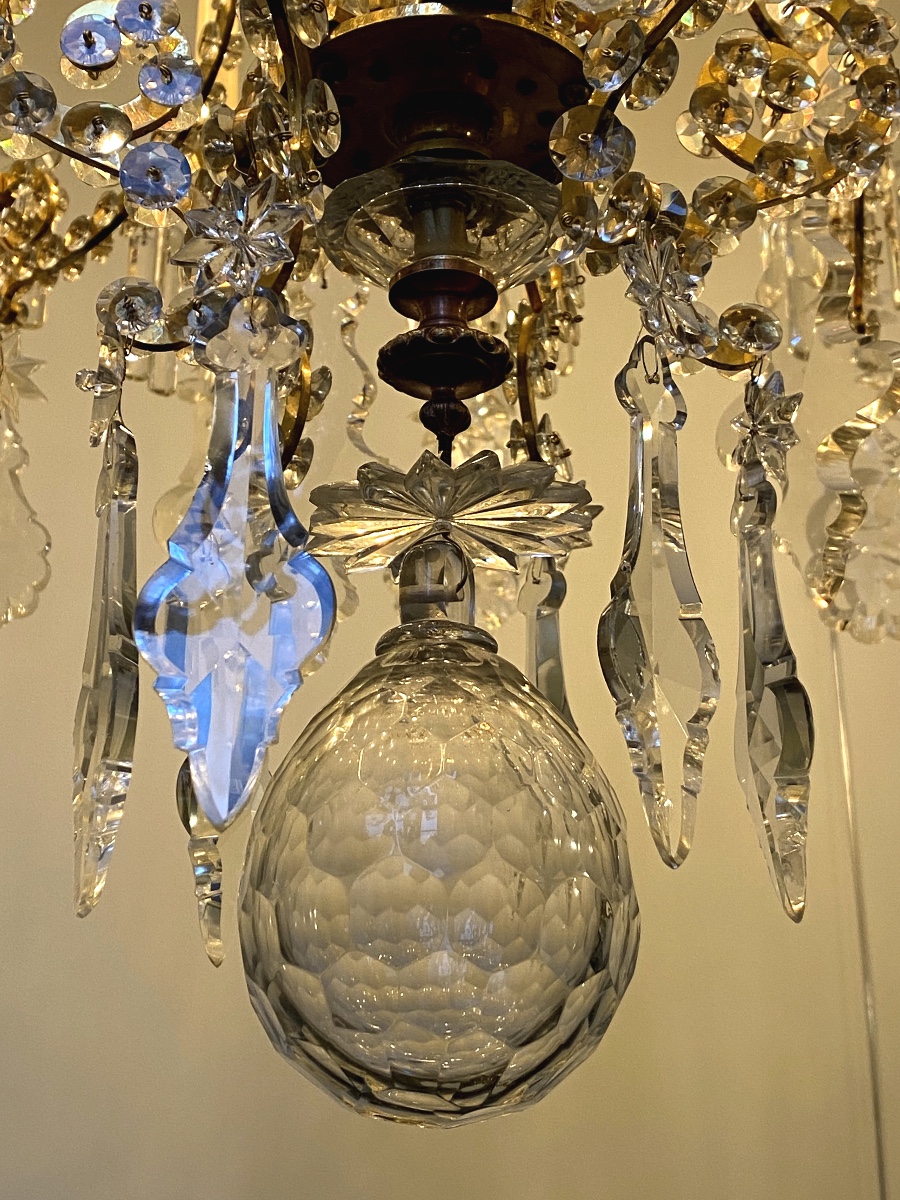 Lobmeyr, Large Gilt Bronze And Crystal Chandelier, Napoleon III Period-photo-4