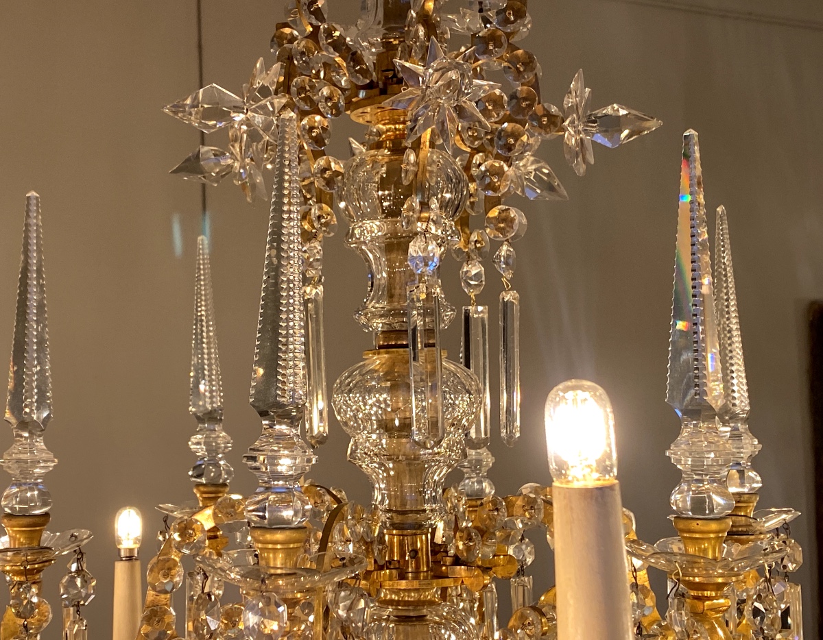 Lobmeyr, Large Gilt Bronze And Crystal Chandelier, Napoleon III Period-photo-4