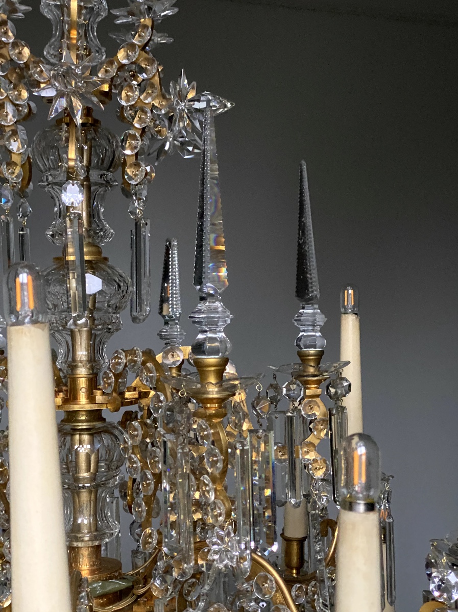Lobmeyr, Large Gilt Bronze And Crystal Chandelier, Napoleon III Period-photo-5