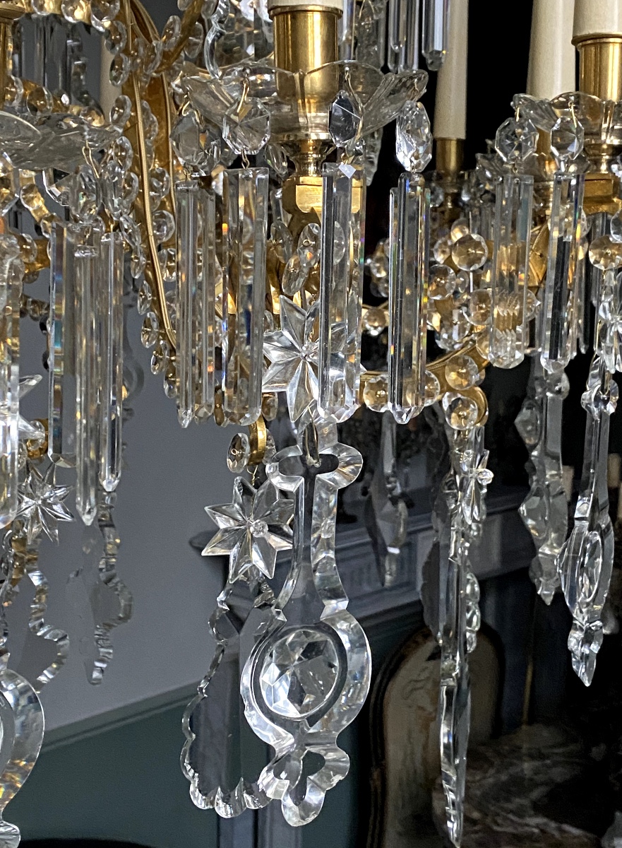 Lobmeyr, Large Gilt Bronze And Crystal Chandelier, Napoleon III Period-photo-6