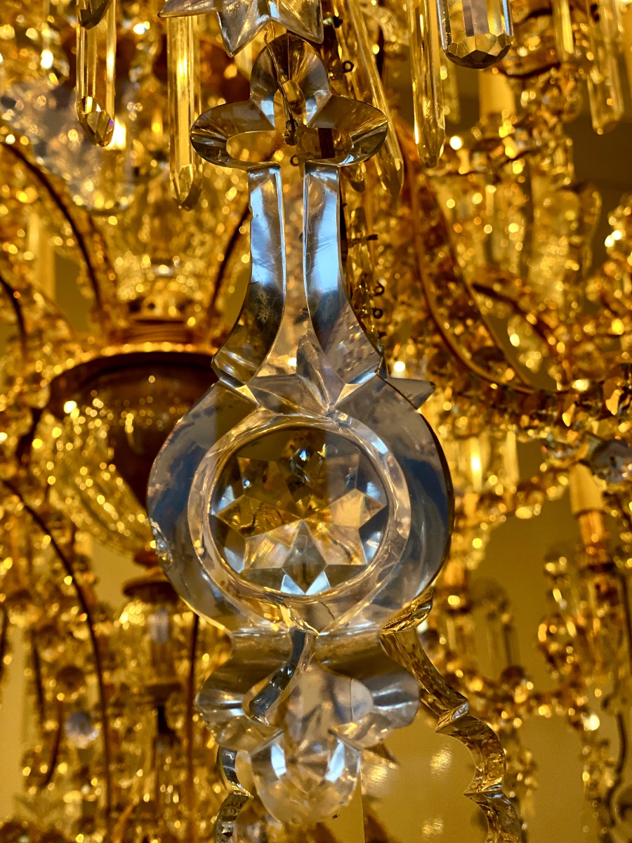 Lobmeyr, Large Gilt Bronze And Crystal Chandelier, Napoleon III Period-photo-7