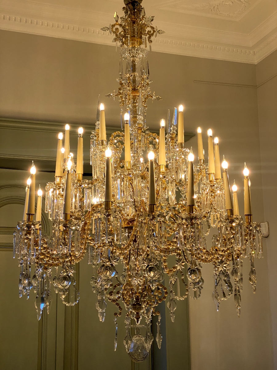 Lobmeyr, Large Gilt Bronze And Crystal Chandelier, Napoleon III Period-photo-8