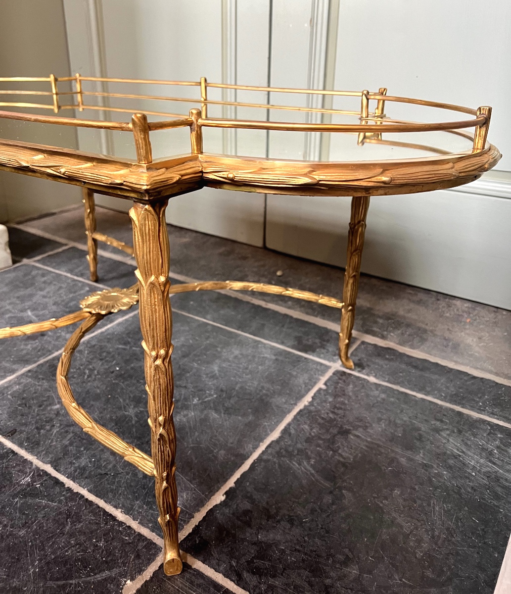 Maison Charles, Gilded Bronze “palmier” Low Table / Coffee Table-photo-3