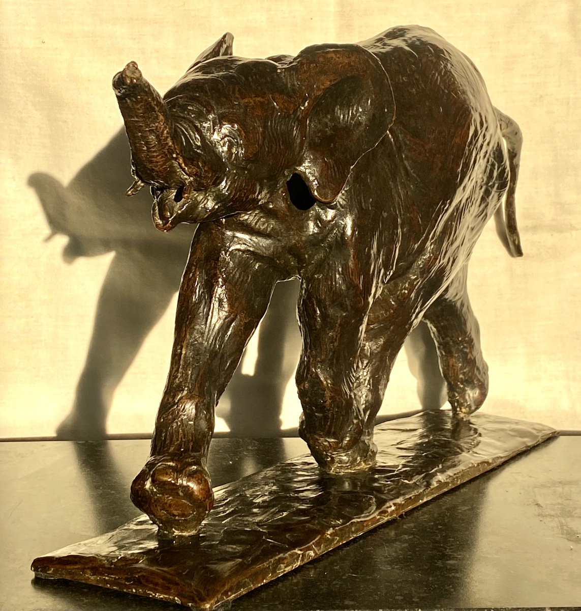 Albéric Collin, Young African Baby Elephant Running, Ca. 1920. Bronze Animalier-photo-4