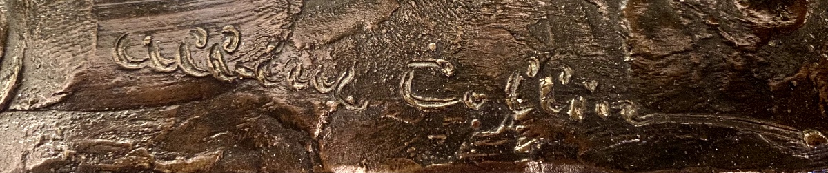 Albéric Collin, Young African Baby Elephant Running, Ca. 1920. Bronze Animalier-photo-3