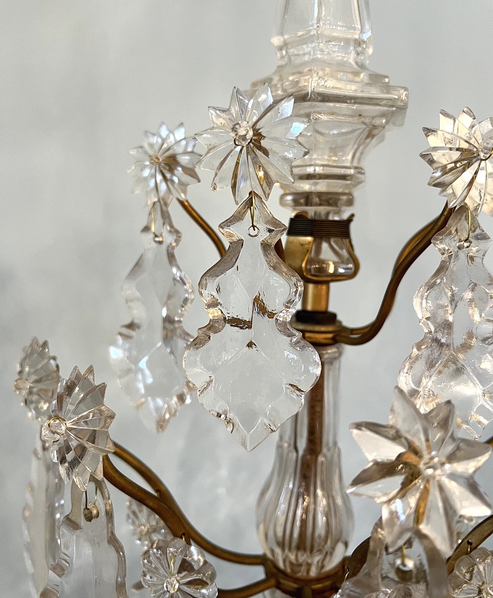 Pair Of Important Louis XV Style Girandoles In Gilt Bronze And Crystal-photo-3