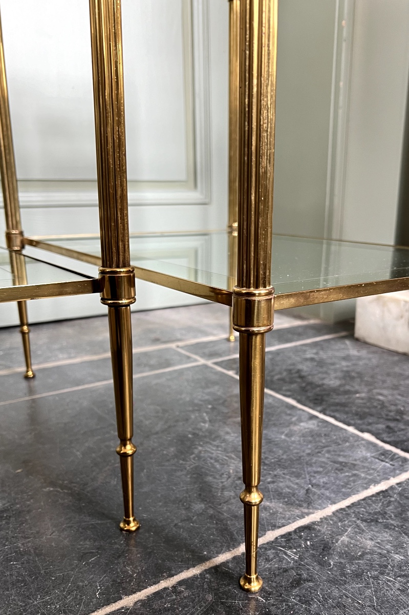 Bronze Side Tables With Mirrored Tops, Attributed To Maison Jansen-photo-4