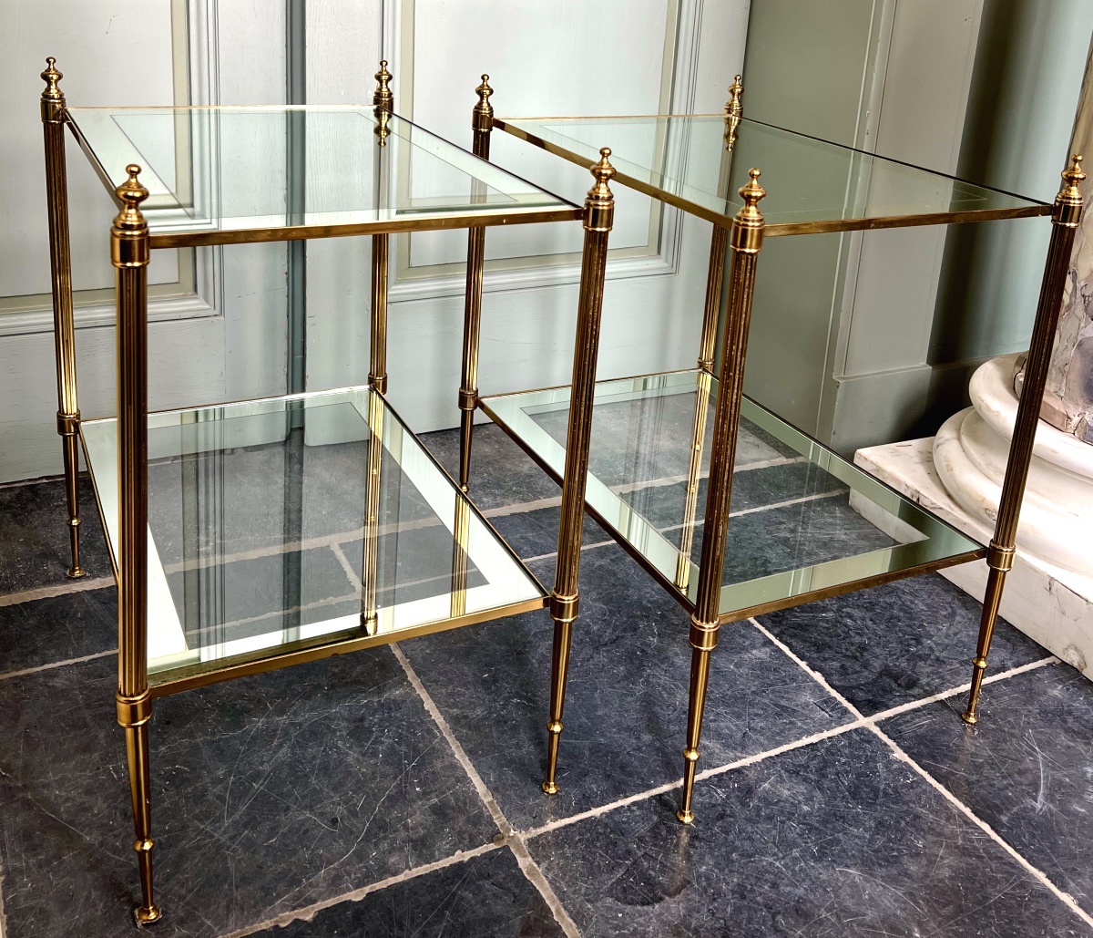 Bronze Side Tables With Mirrored Tops, Attributed To Maison Jansen-photo-2