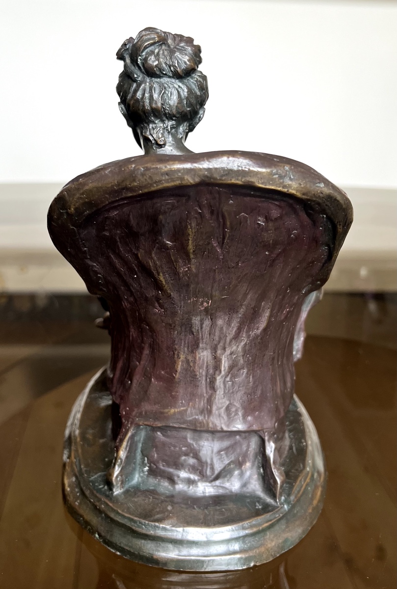 Dalou, Nude Woman Reading In An Armchair, Figurative Bronze-photo-2