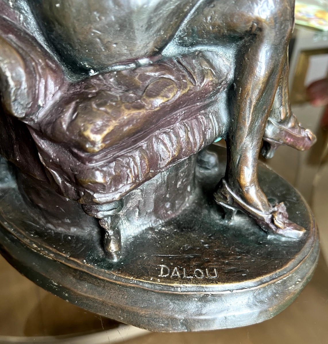 Dalou, Nude Woman Reading In An Armchair, Figurative Bronze-photo-3