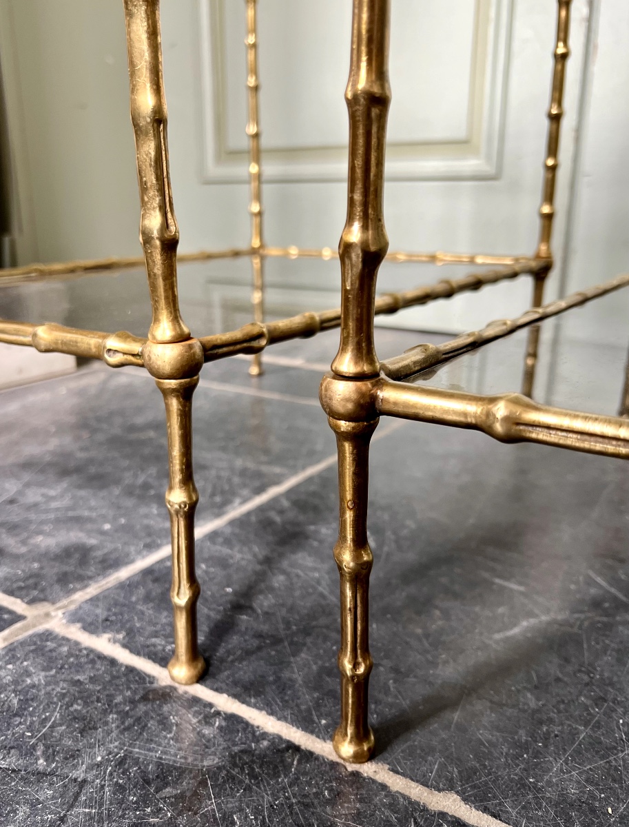 Maison Baguès, Pair Of Gilt Bronze Faux Bamboo Side Tables -photo-3