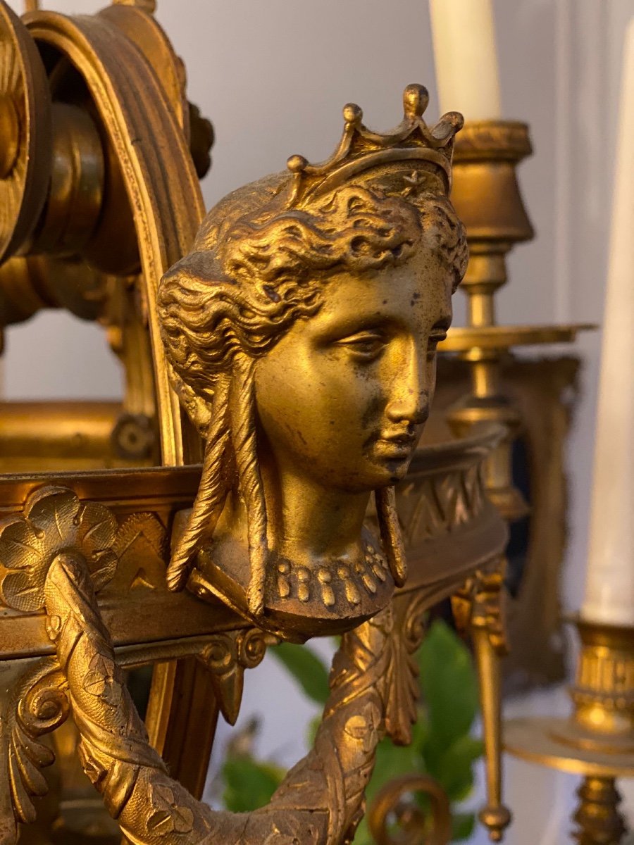 Napoleon 3 Chandelier In Gilt Bronze Neo Greek Style-photo-2