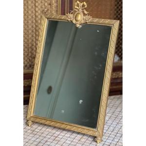 Louis XVI Style Table Mirror In Gilt Bronze Mounted On Mahogany