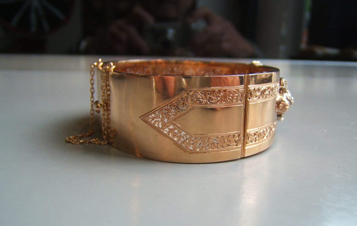 Bracelet or rose,diamants et perles. XIXè-photo-4