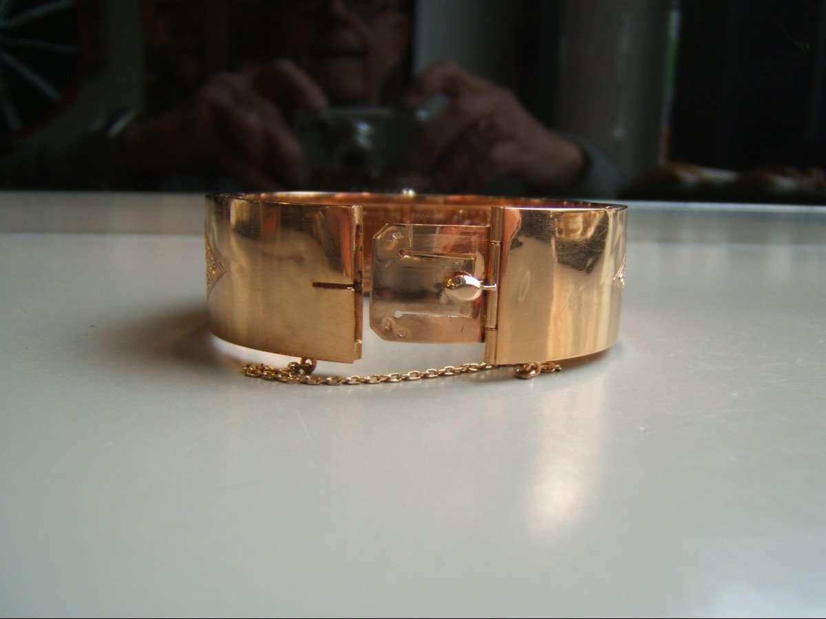 Bracelet or rose,diamants et perles. XIXè-photo-3
