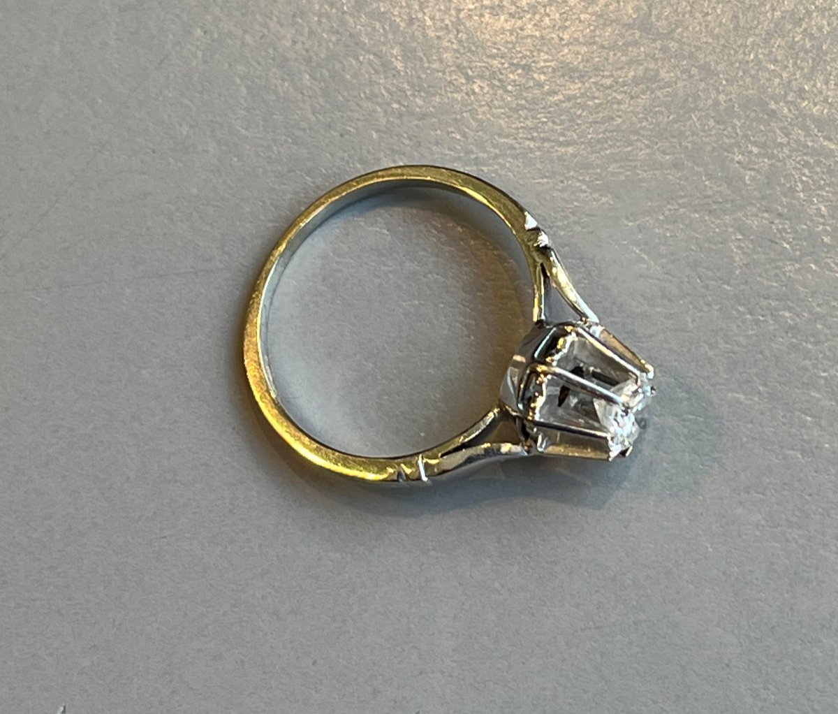 Bague solitaire 0,35 carat,or blanc. XXè-photo-2