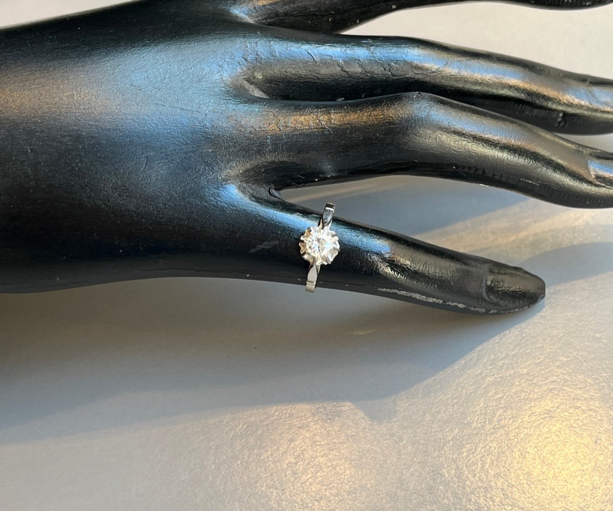 Bague solitaire 0,35 carat,or blanc. XXè-photo-3