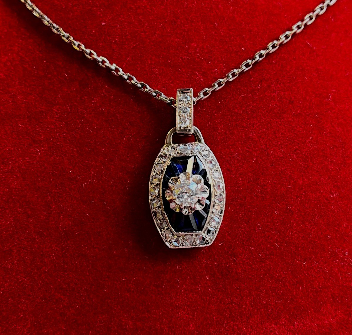 Gold And Platinum Pendant, Diamonds. Art Deco Period.-photo-3