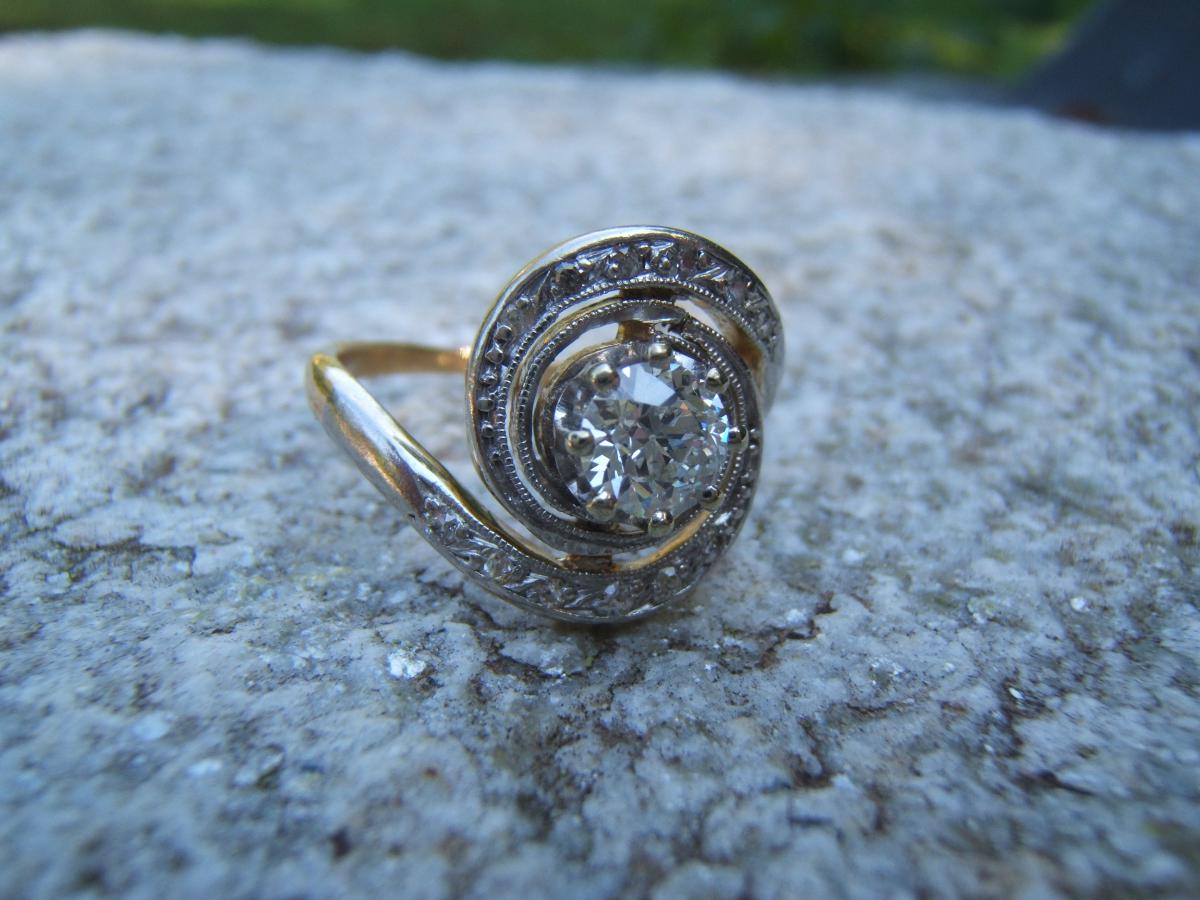 Bague ancienne," Tourbillon ",diamants