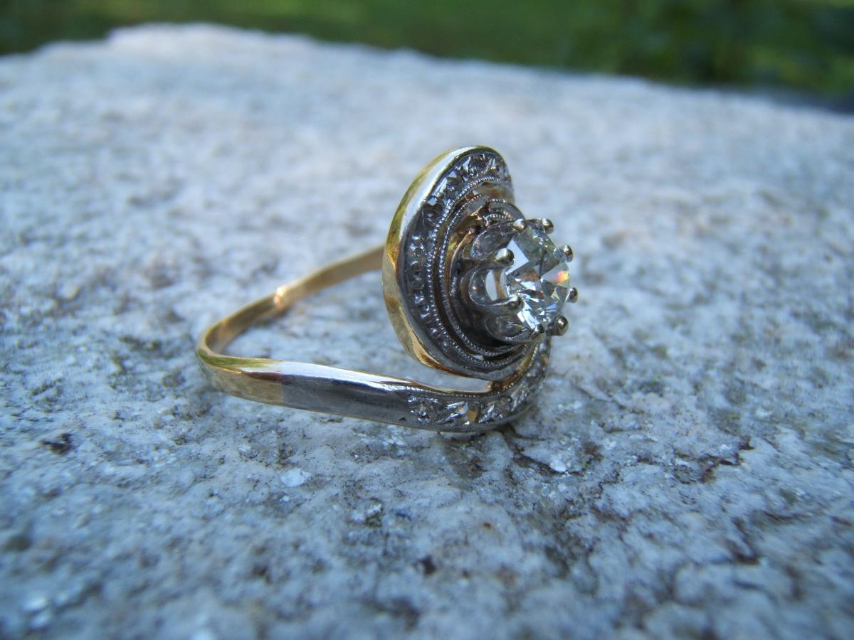 Bague ancienne," Tourbillon ",diamants-photo-2