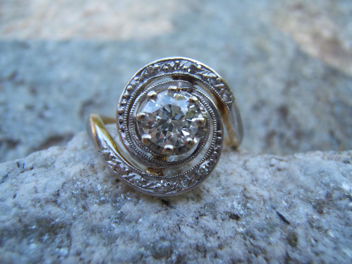 Bague ancienne," Tourbillon ",diamants-photo-4