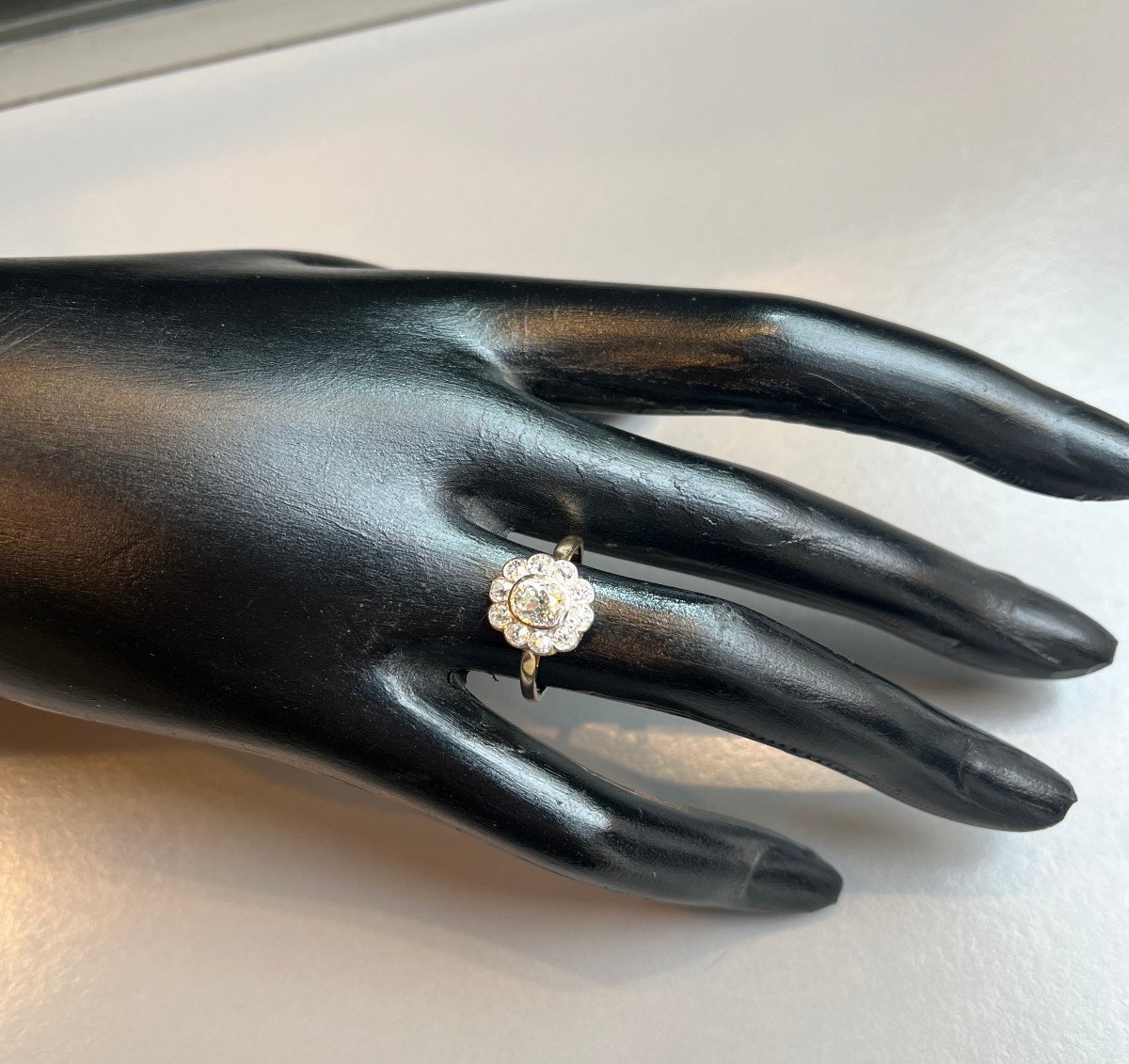 Gold And Platinum Ring, Diamonds, Belle Epoque.-photo-3