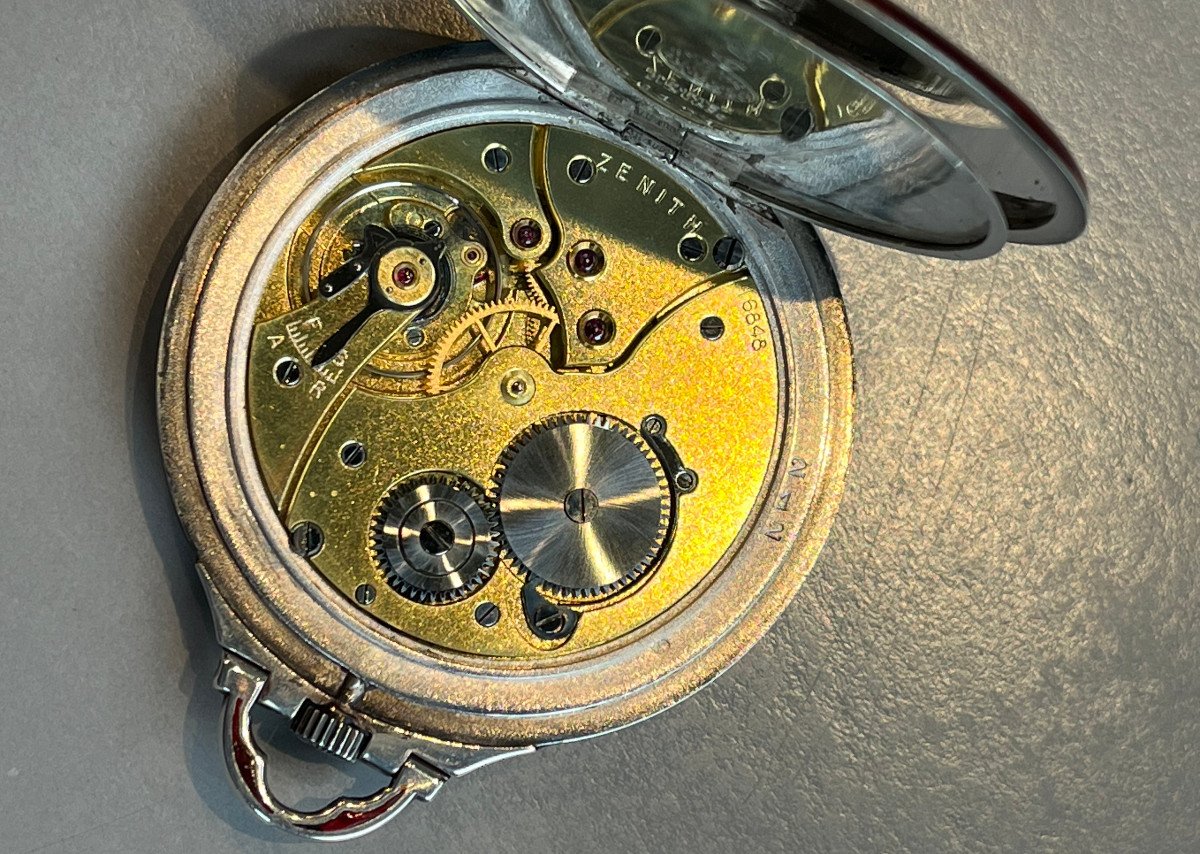 “zenith” Lacquer Pocket Watch Circa 1925-photo-3