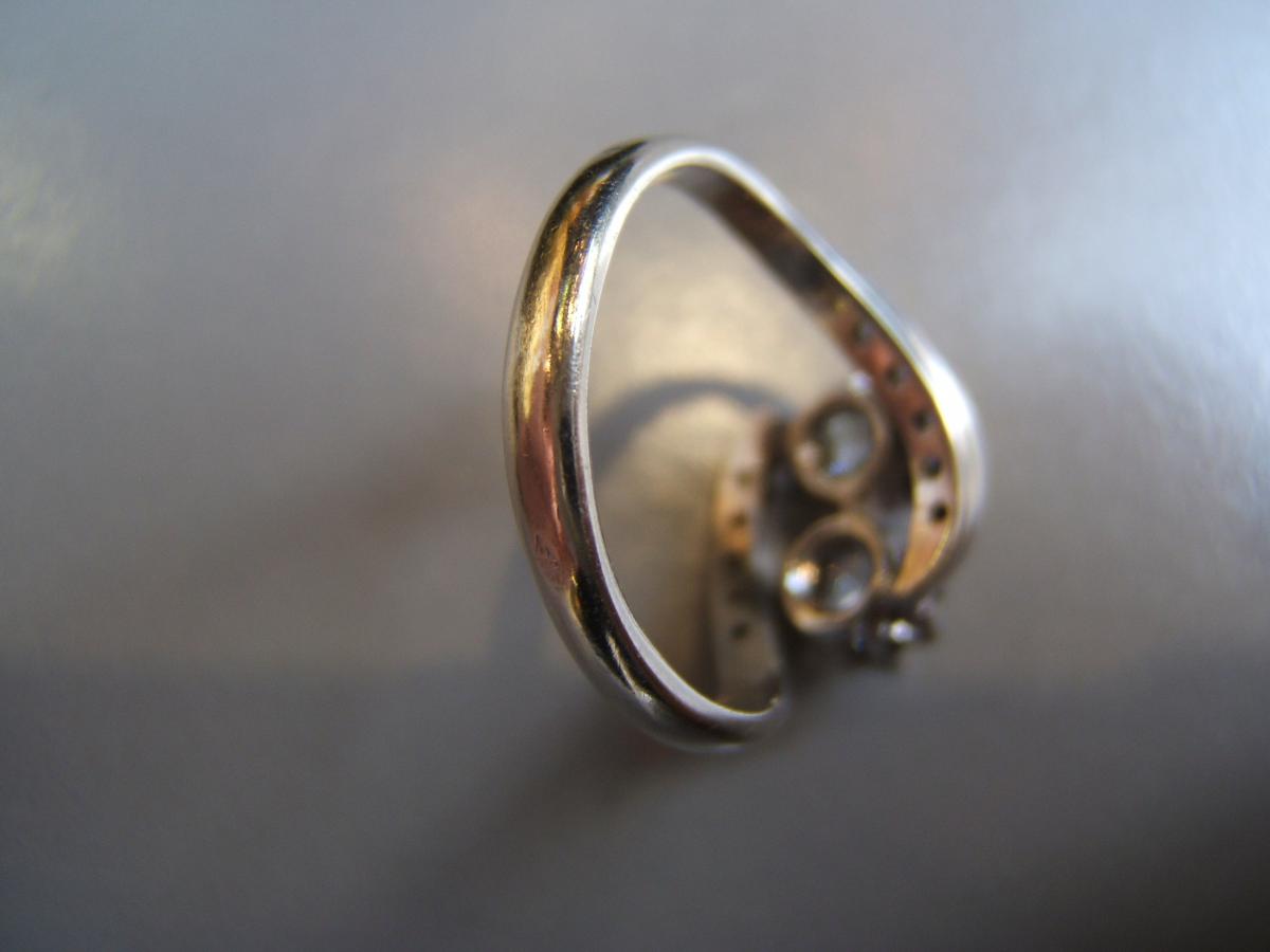 Bague ancienne or gris et diamants-photo-4