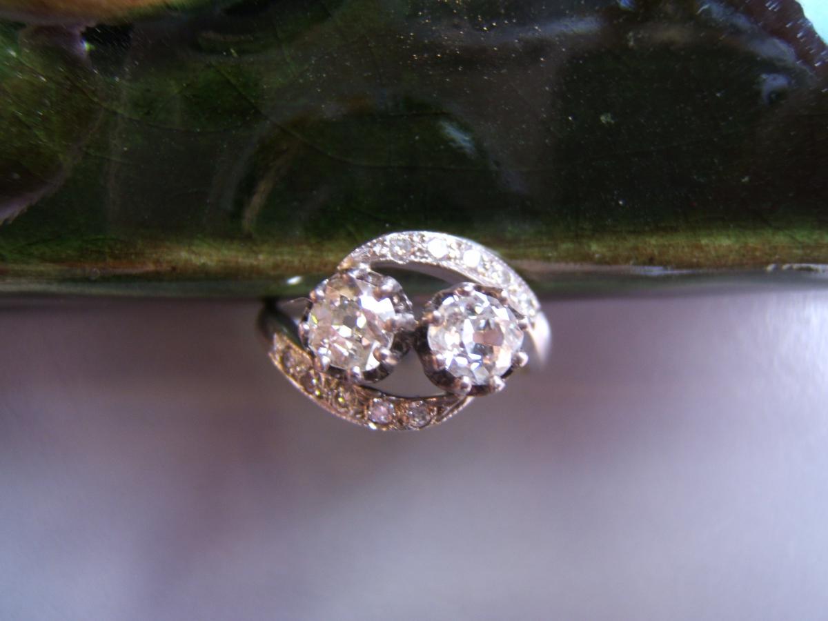 Bague ancienne or gris et diamants-photo-1