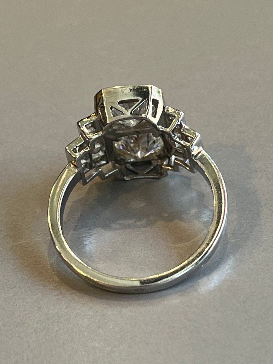 Platinum Ring, 2x0.85 Carats Art Deco Period.-photo-3