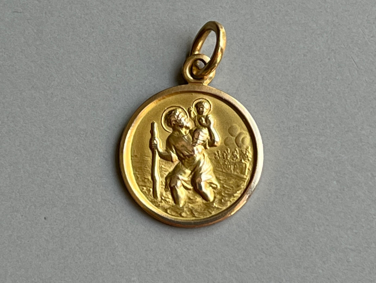 Médaille en or 18 carats,Saint Christophe. XXè