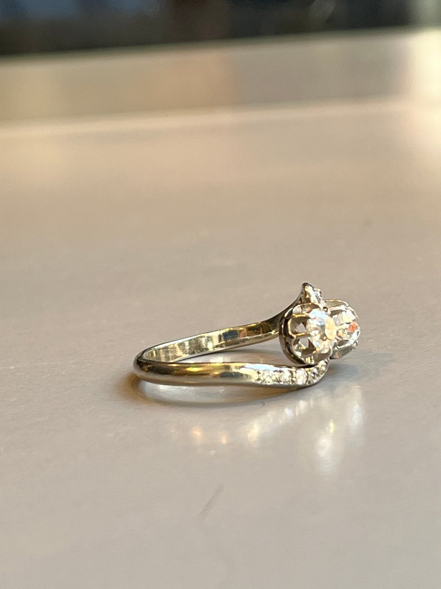 Bague ancienne" toi et moi" en diamants.-photo-3