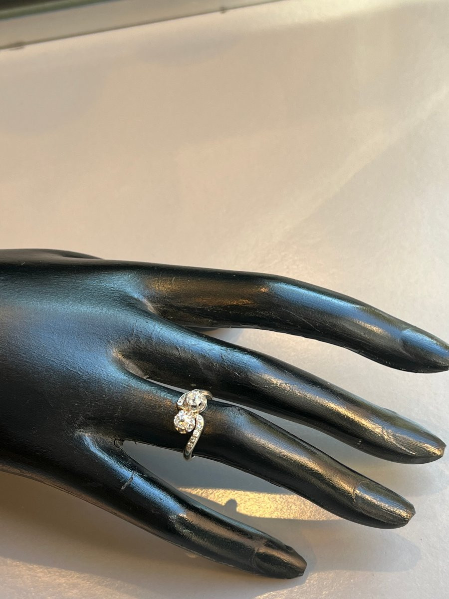 Bague ancienne" toi et moi" en diamants.-photo-1