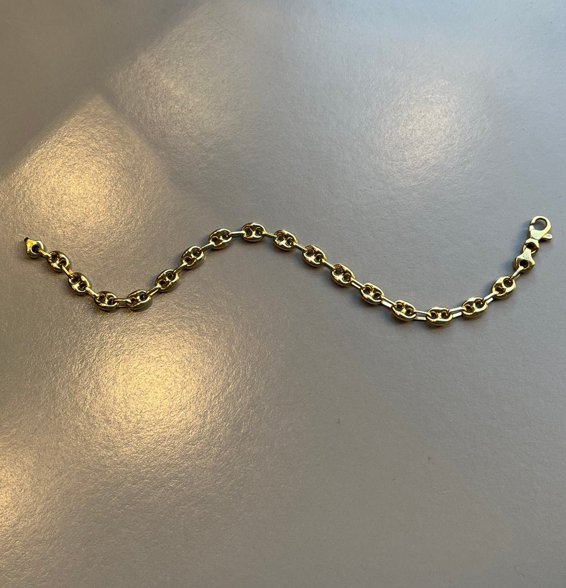 18-carat Yellow Gold Coffee Bean Bracelet.-photo-2
