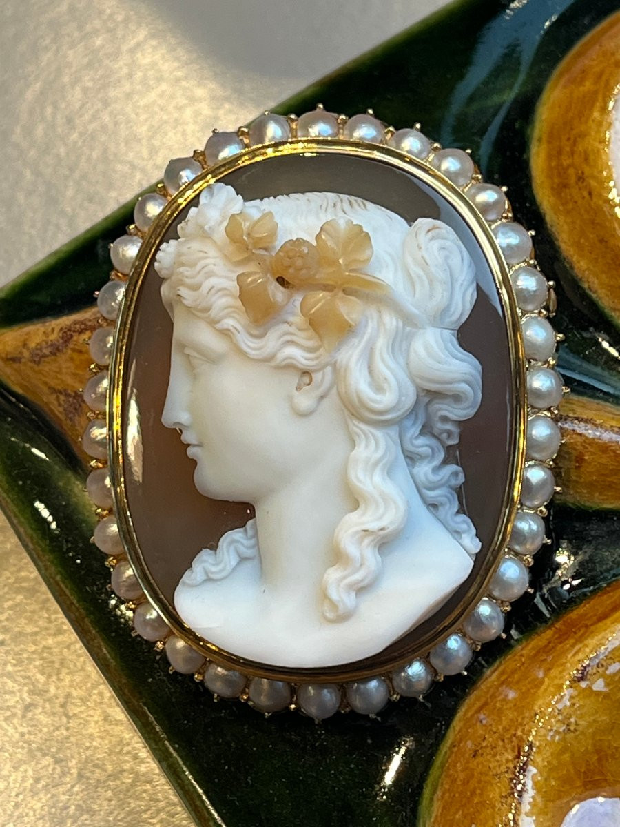 Large Gold Brooch,agate Cameo.19th-photo-3