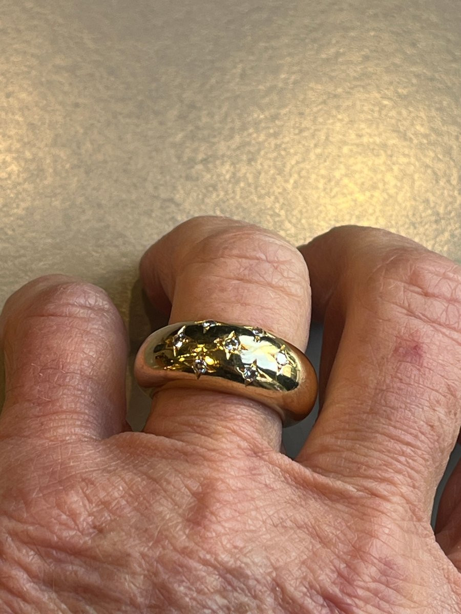 Bague jonc en or et diamants. XXè-photo-4