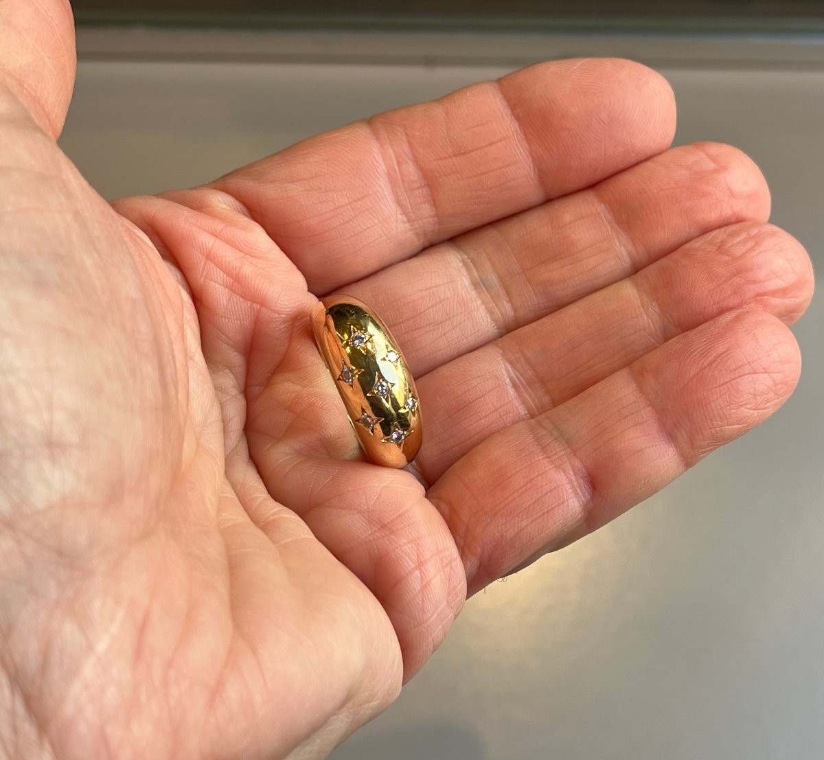 Bague jonc en or et diamants. XXè-photo-3